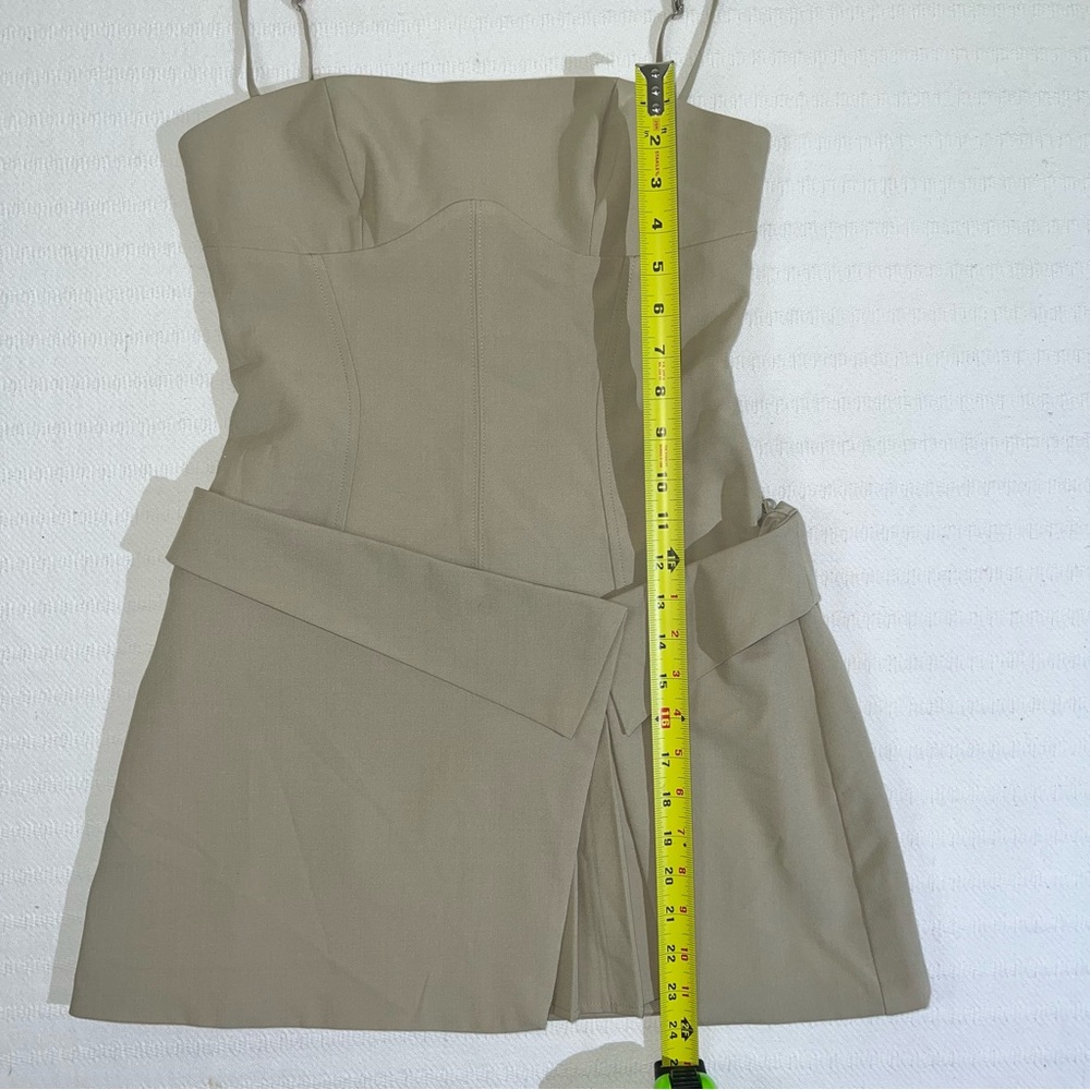 Oh Polly Bruna Woven Twill Wrap Over Pleated Mini Dress Size 4 Preppy Party Chic - Picture 12 of 12